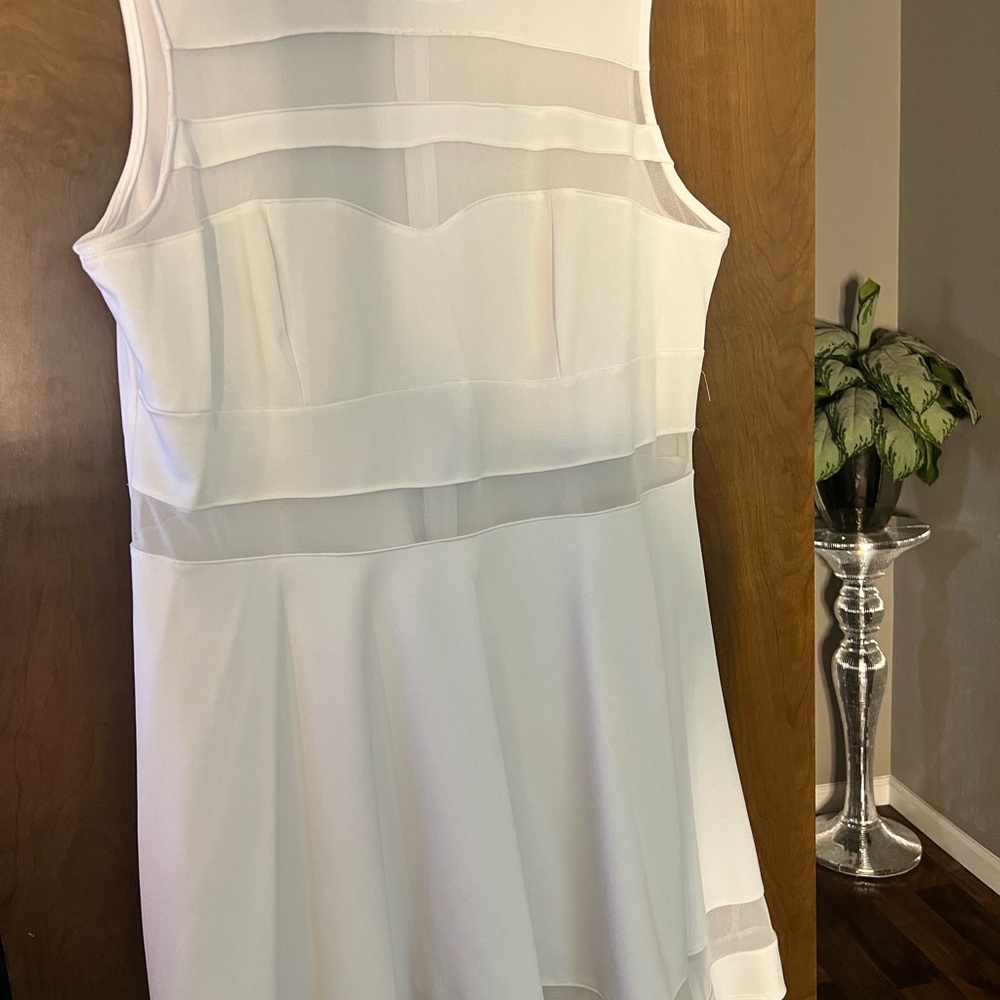 Ashley Stewart White Dress with Sheer Panels